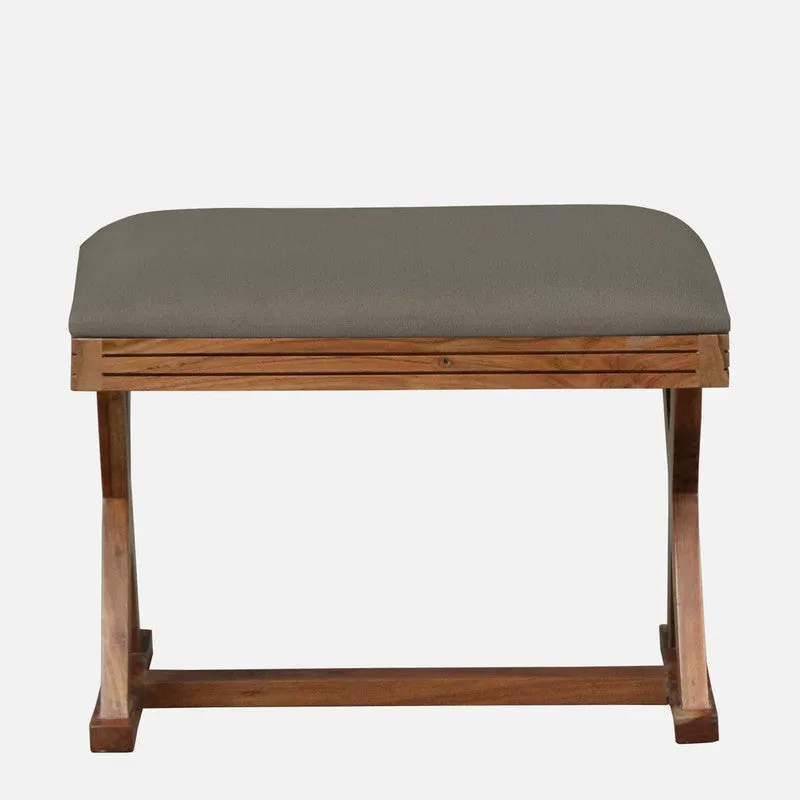 Versatile Sheesham Wood Ottomans & Pouffe - Grey media 3