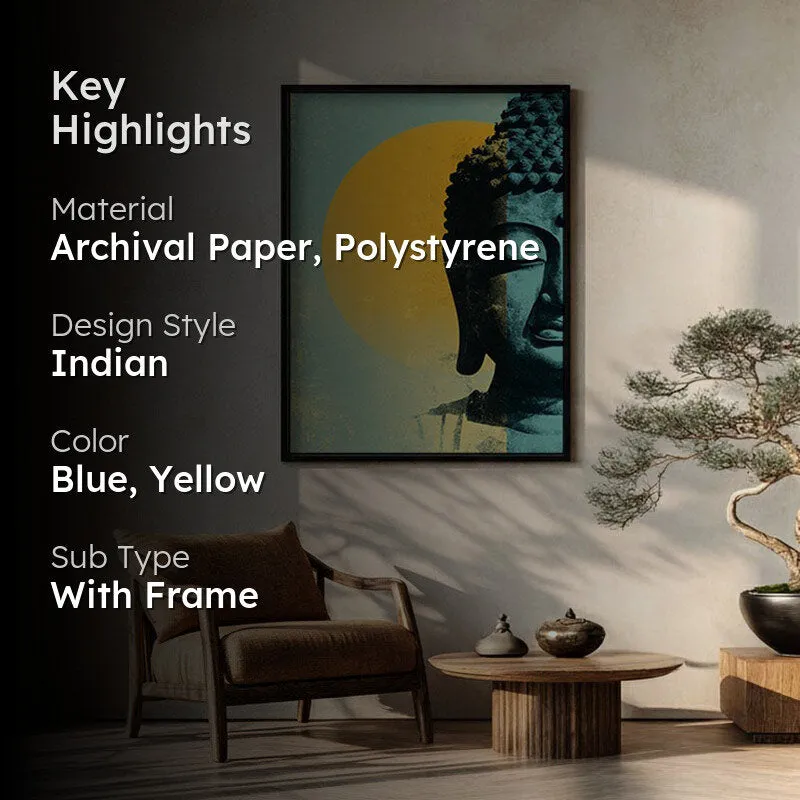 Buddha In Golden Aura III Archival Paper Wall Painting With Black Frame media 2