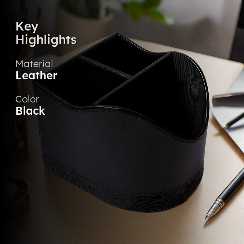 Veltrix Faux Leather Desk Organiser - Black media 2