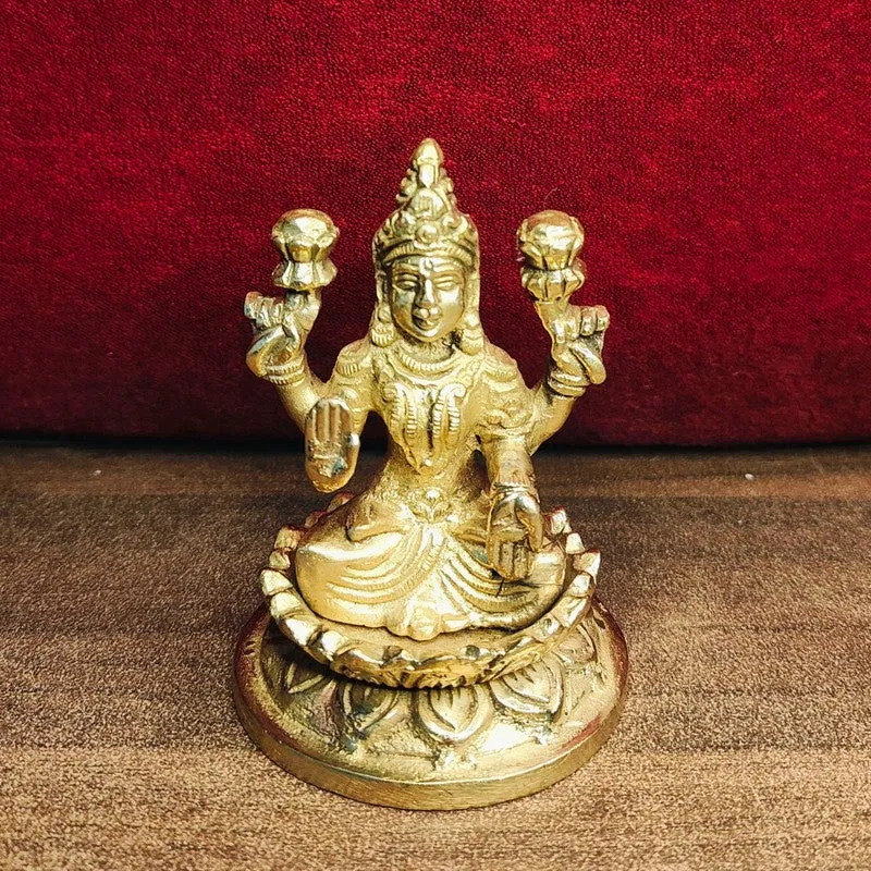 Lakshmi Inkamal Brass Showpiece - Gold media 3