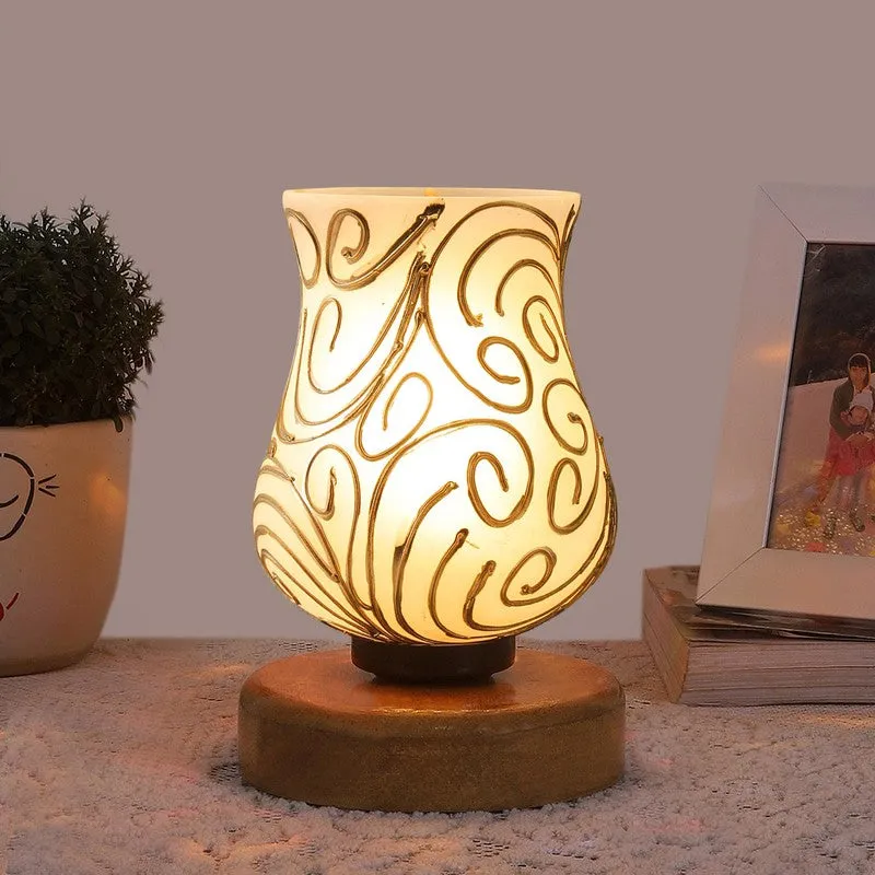 Aurora Mosaic Glass Table Lamp With Wooden Base - Multicolor media 3