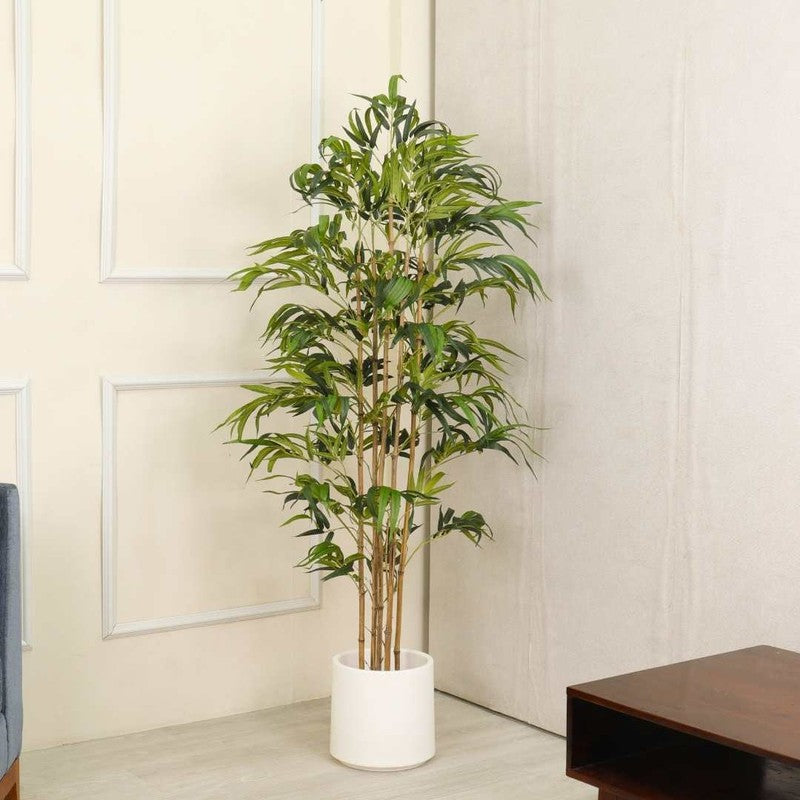 Artificial Bamboo Plant With Fiber White Pot - 6 Feet media 4