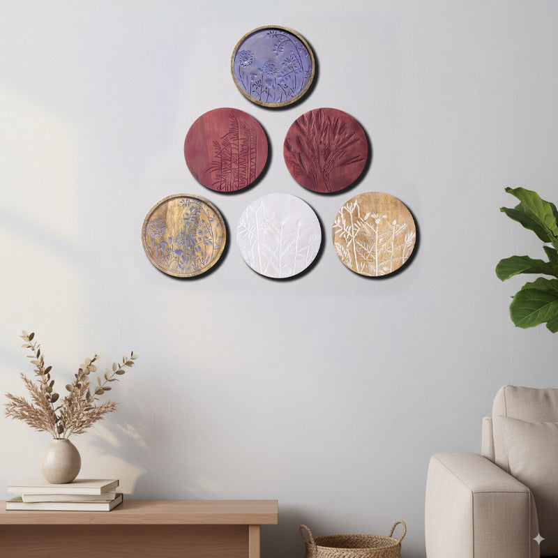 Garden of Delights Wooden Wall Plates - Set Of Six