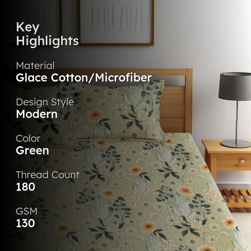 Nyla Floral Microfiber Bedsheet Old - 130 GSM media 2