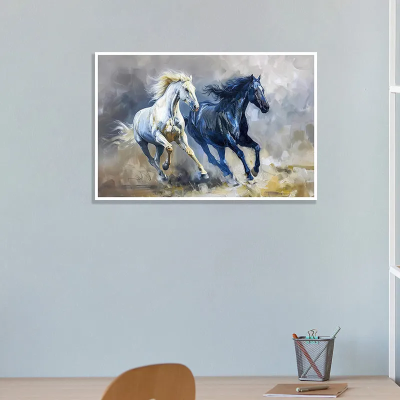 Equine Duality Wall Art with White Frame media 1