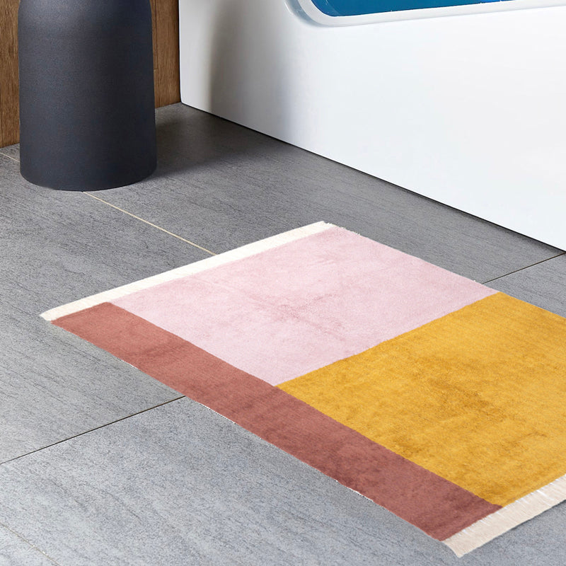 Elvani Cotton Bath Mat - Peach & Yellow media 4