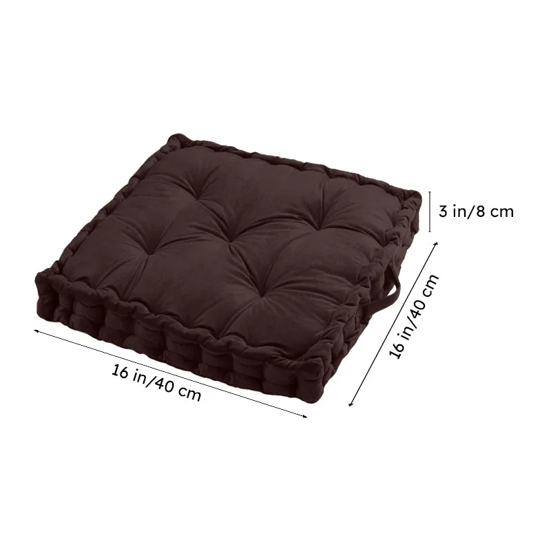 Thera Velvet Floor Cushion (Brown) - Set Of Two media 7