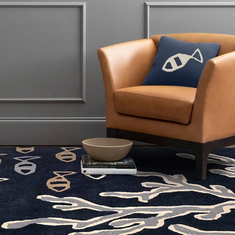Coral Hand Tufted Cove Kids Wool & Nylon Carpet - Navy Blue media 8