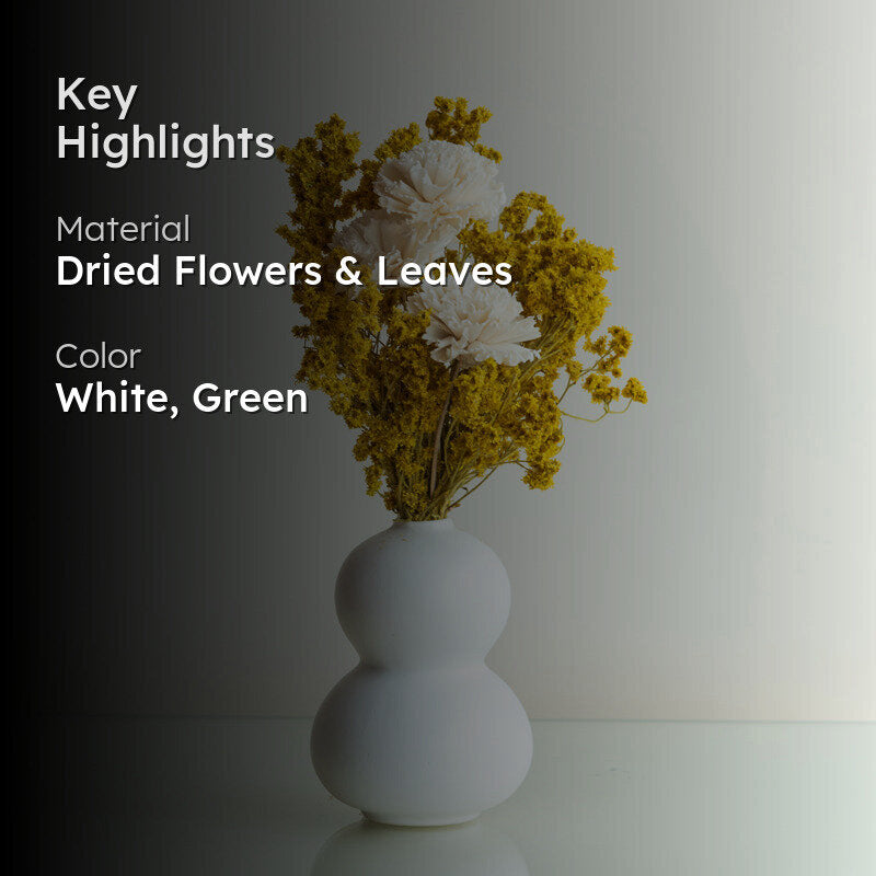 Nima Yellow Dried Flower Bunch With Vase media 2