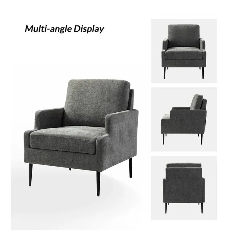Nexora Neem Wood Accent Chair - Dark Grey media 4