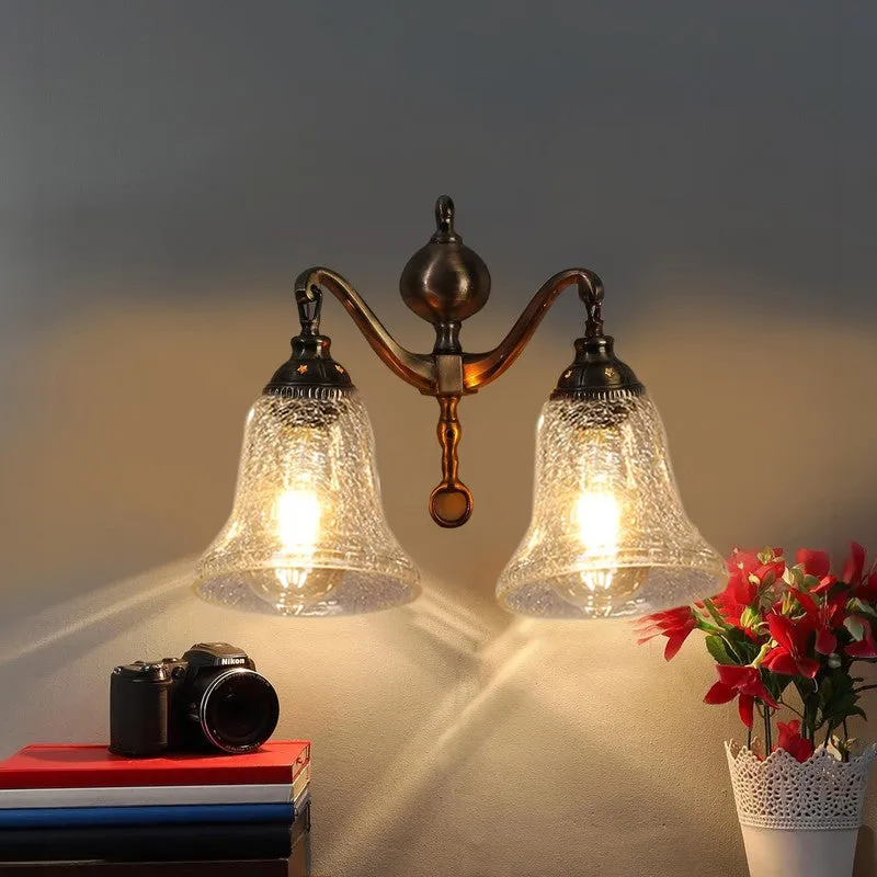 Crystal Flare Antique Dual Shade Glass Wall Lamp media 3