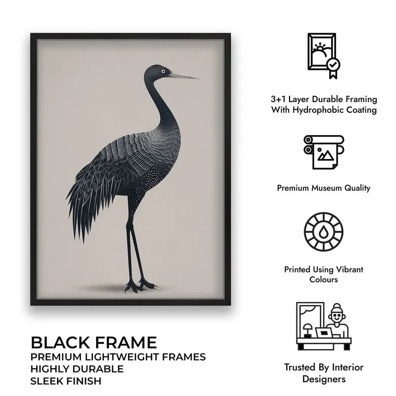 Graceful Crane Line Art Canvas Wall Painting With Black Frame media 9