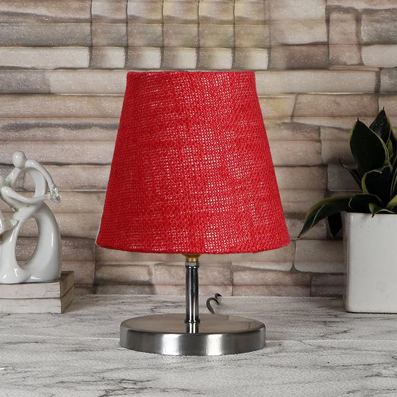 Vidro Jute Table Lamp - Maroon,Silver media 3