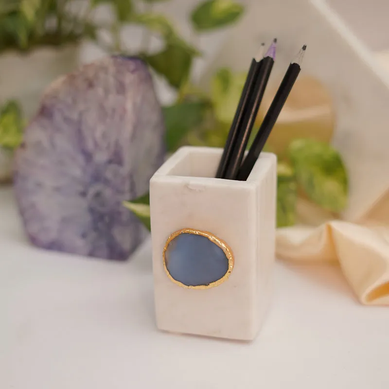 Kade Marble Agate Stationary Holder - Blue media 3