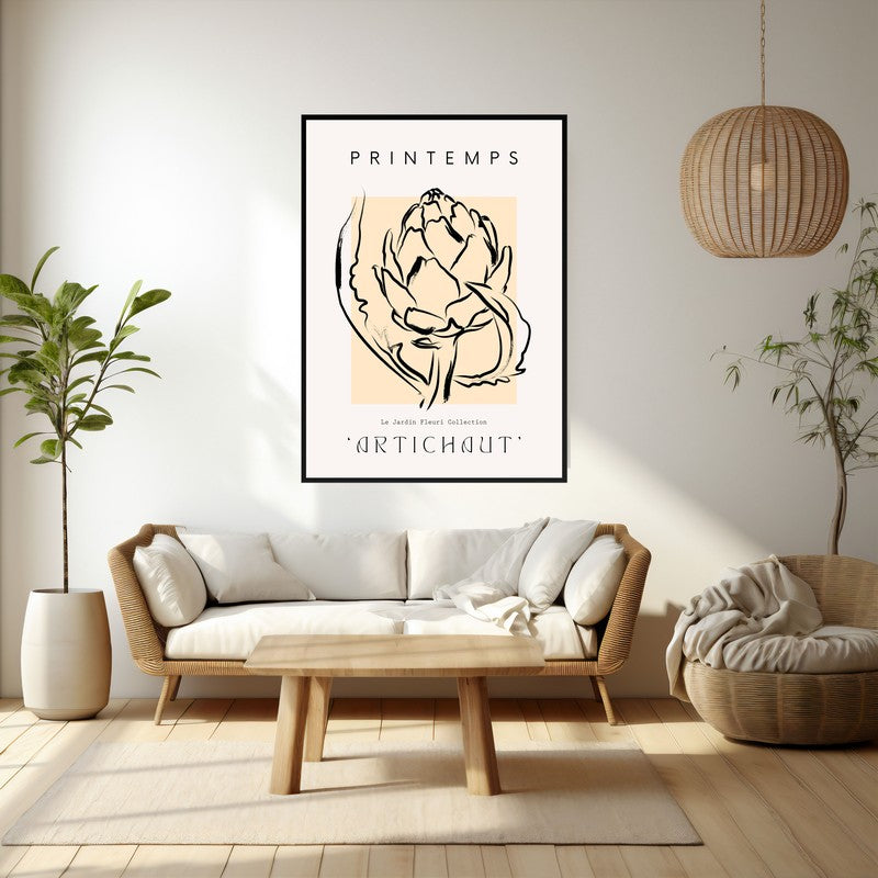 Artichaut En Fleurs Archival Canvas Wall Art - Black Frame media 3