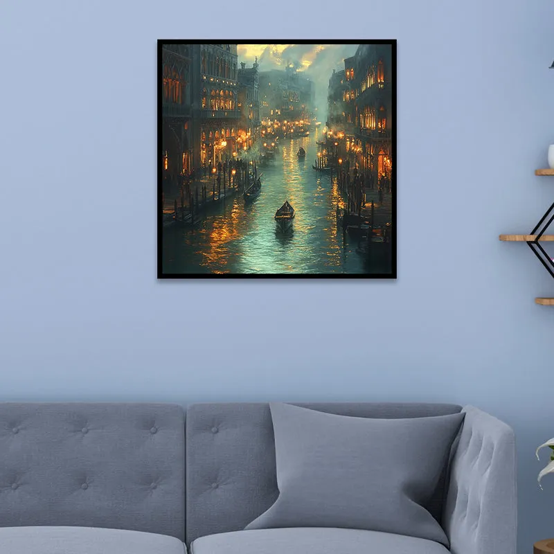Lights Of Venice Canvas Wall Art With Frame media 5