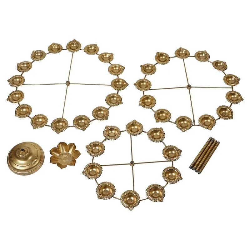 Taruna Iron Diya Stand - Gold media 4