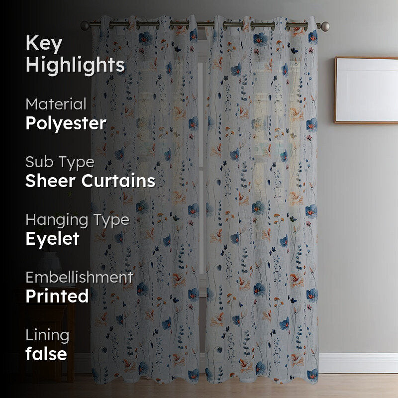 Solmera Linen Texture Sheer Curtain - Set Of Two media 2