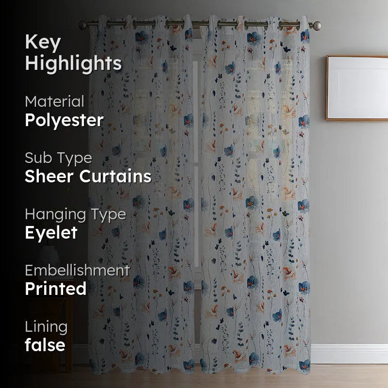Solmera Linen Texture Sheer Curtain - Set Of Two media 2