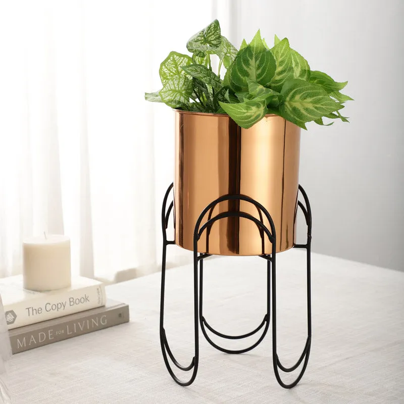 Vyra Stainless Steel Planter - Copper & Black media 2