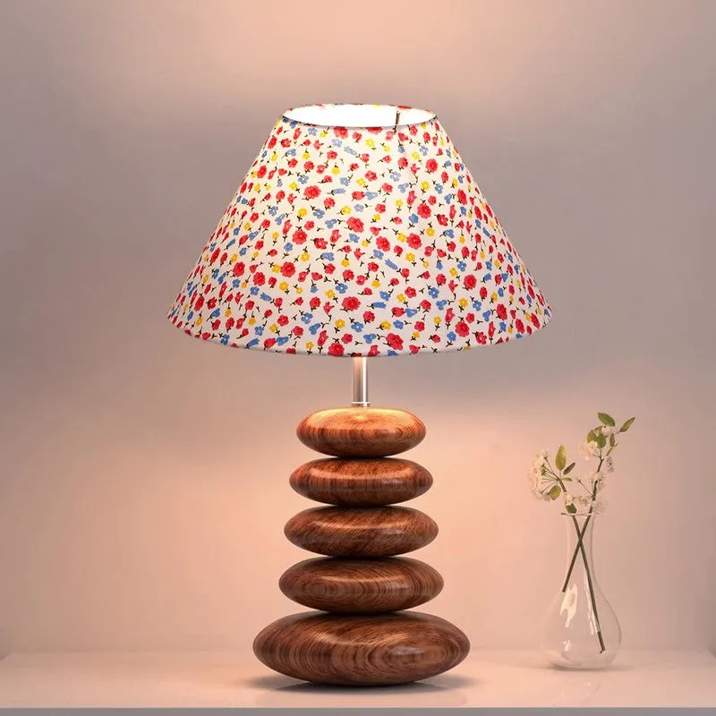 Glanorix Cotton Table Lamp With Wooden Base - Multicolor media 6