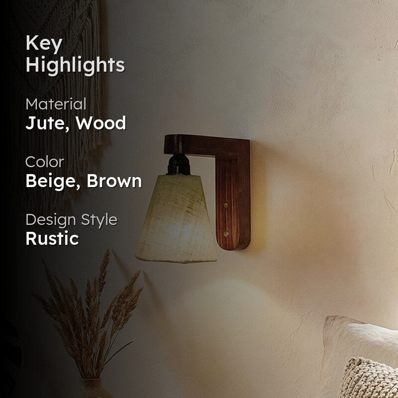 Piacere Jute & Wooden Wall Lamp media 2