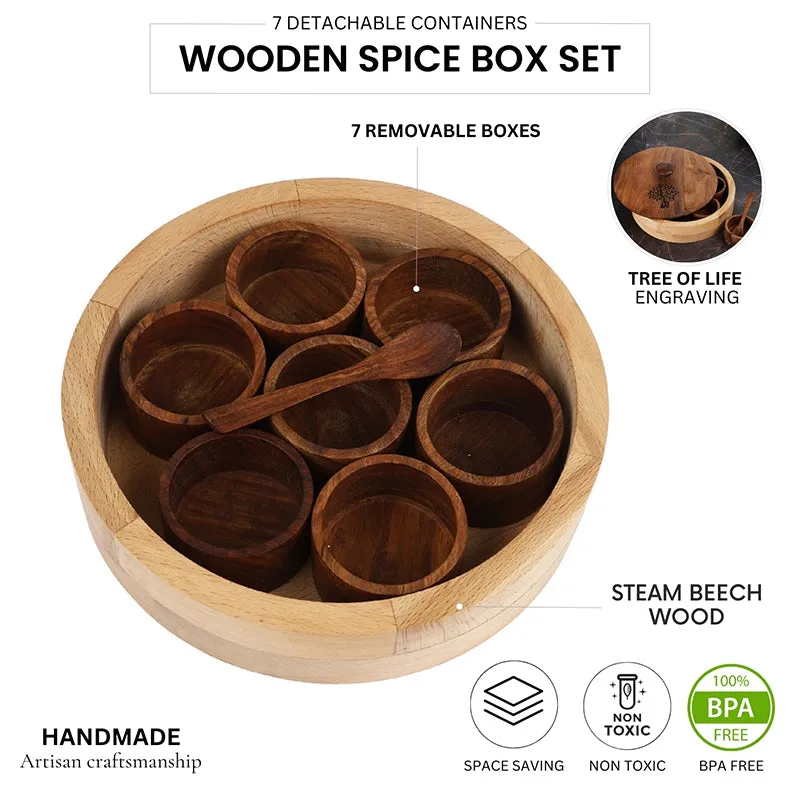 Canela Wood Masala Box - Nine Piece Set media 5