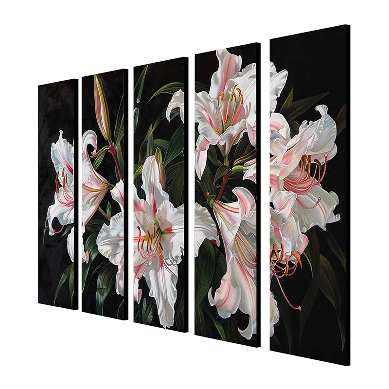 Painted Lillies Canvas Wall Art - Set Of Five media 5