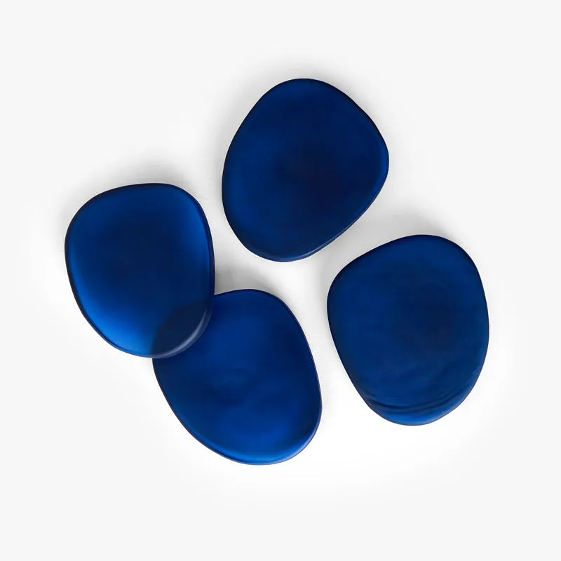 Glossy Pebble Glass Coaster (Blue) - Set Of Four media 5