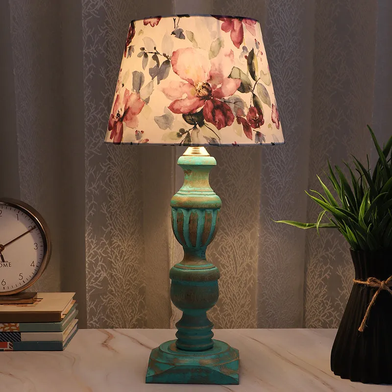 Lumikko Totem Printed Mango Wood Table Lamp - Multicolor media 1