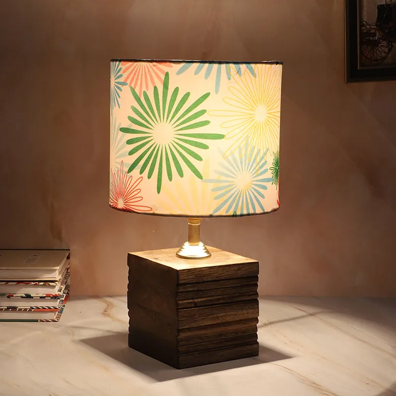 Hikari Cube Printed Mango Wood Table Lamp - Multicolor media 4