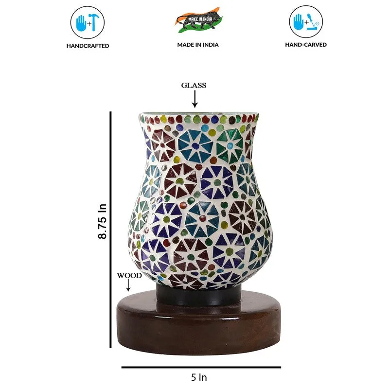 Crystalyn Mosaic Glass Table Lamp With Wooden Base - Multicolor media 8