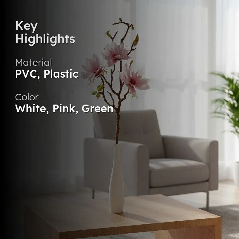 Magnolia Meadow Artificial Flower Stem - White & Pink media 2