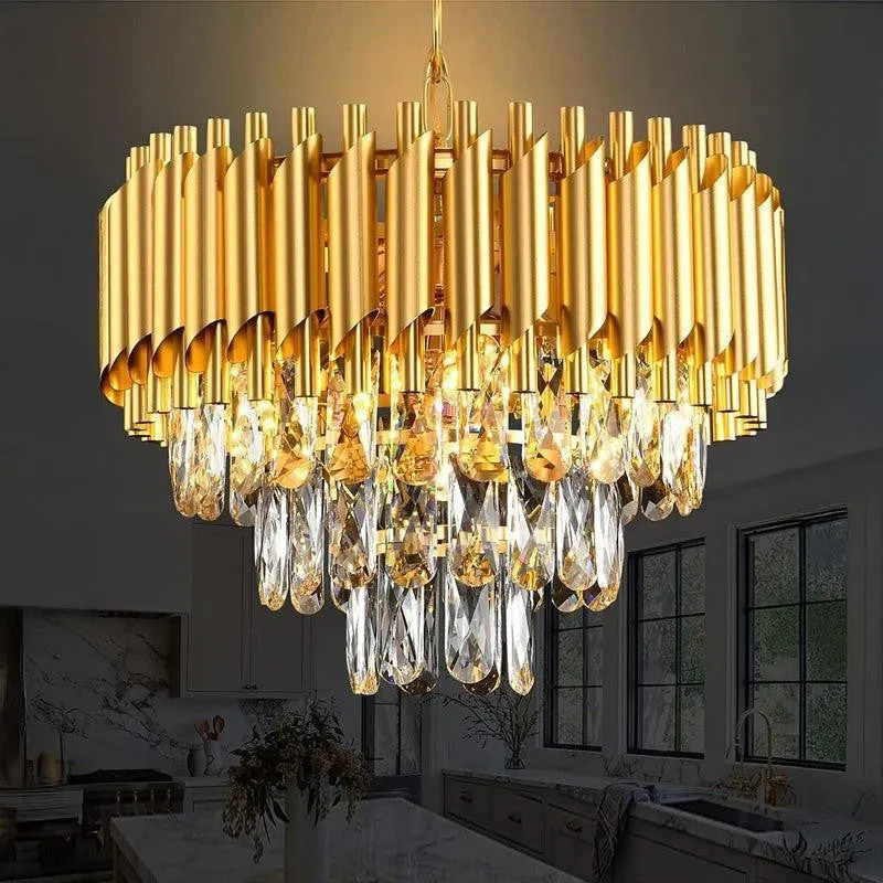 Versailles Metal Crystal Chandelier - Gold media 2