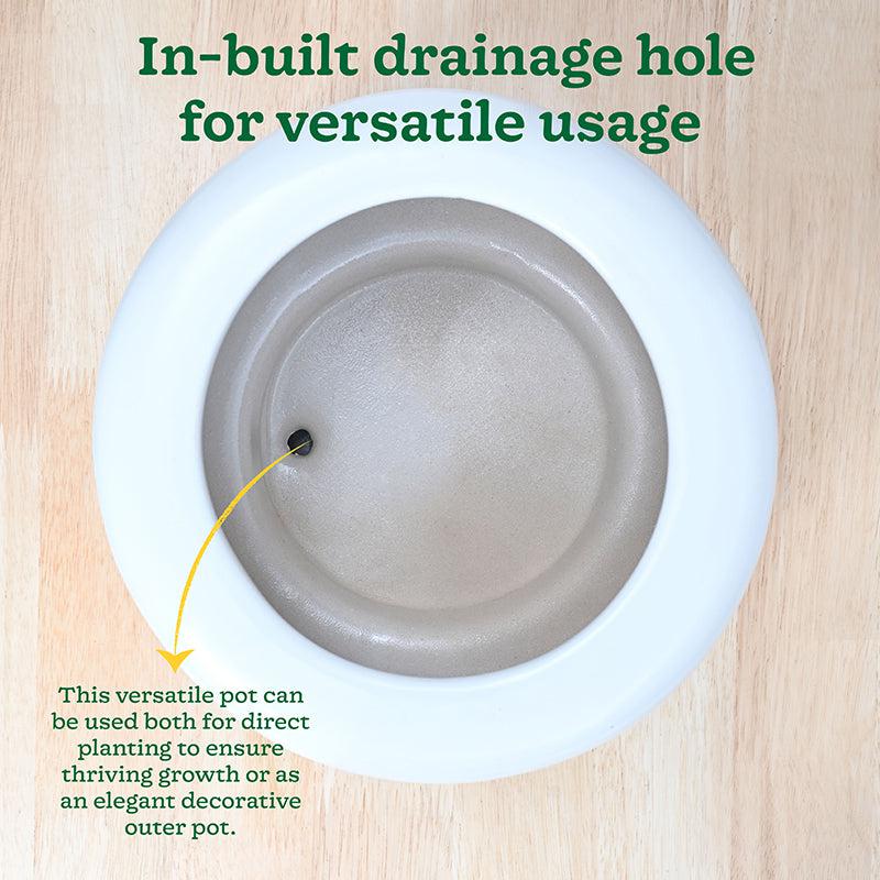 Ugaoo Ceramicurve Three Layer Ceramic Planter - White media 7