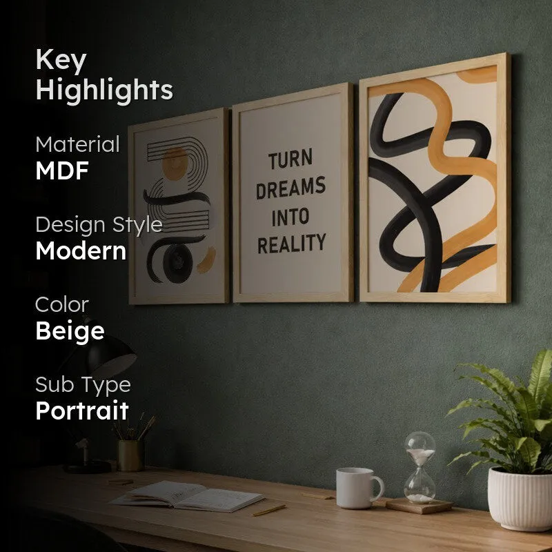 Turn Dreams Into Reality Abstract Wall Art - Set Of Three media 2