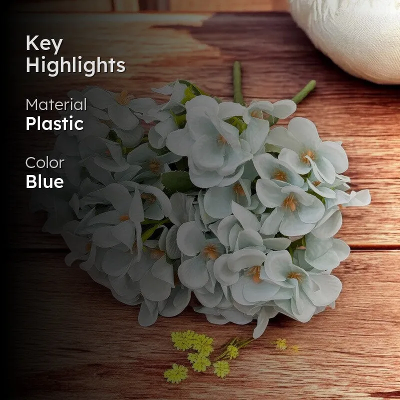 Blooms Hydrangea Artificial Flowers (Blue) - Set Of Two media 2