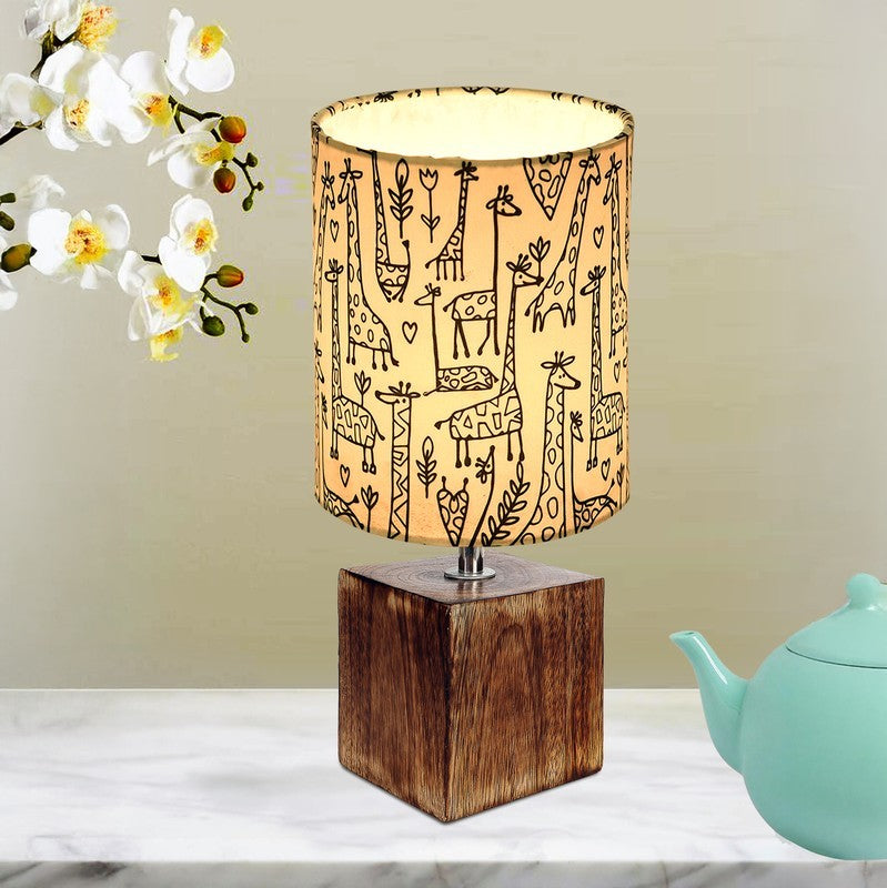 CharmGlow Luxury Wooden Table Lamp - Beige