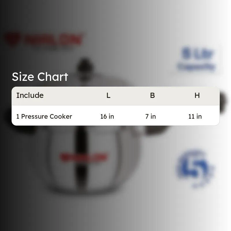 Nirlon Steel Pressure Cooker - 5000 mL/ 7 Inches media 5