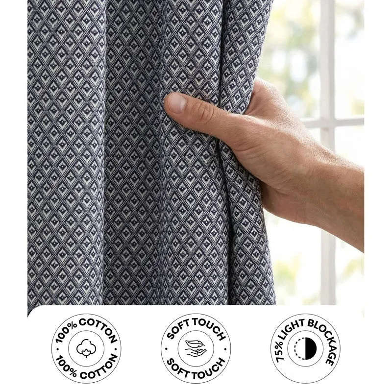 Form Ease Cotton Room Darkening Curtains (Navy Blue) - Set Of Two media 5