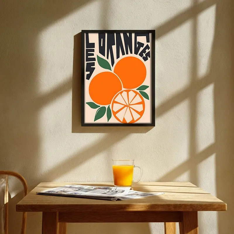 Orange Citrus Archival Canvas Wall Art - Black media 1