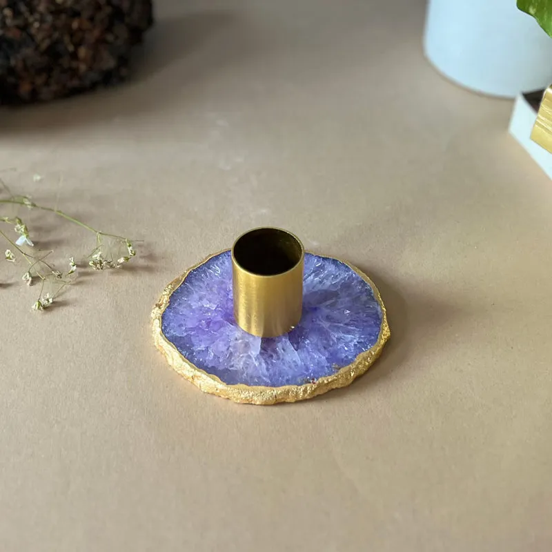 Niema Handcrafted Agate Candle Holder - Blue media 3