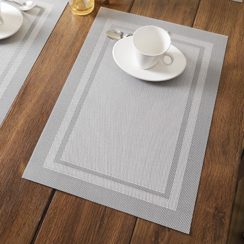 Caden Table Mats (Silver) - Set Of Six - 18x12 inch
