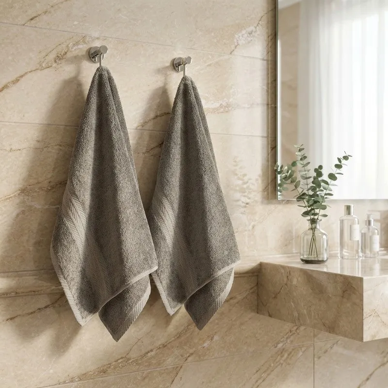 PlushAura Cotton Hand Towel (Brown) - Set Of Two media 1