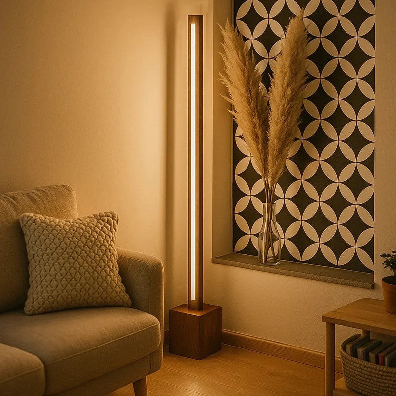 Slim Rose Wood LED Wooden Floor Lamp media 4