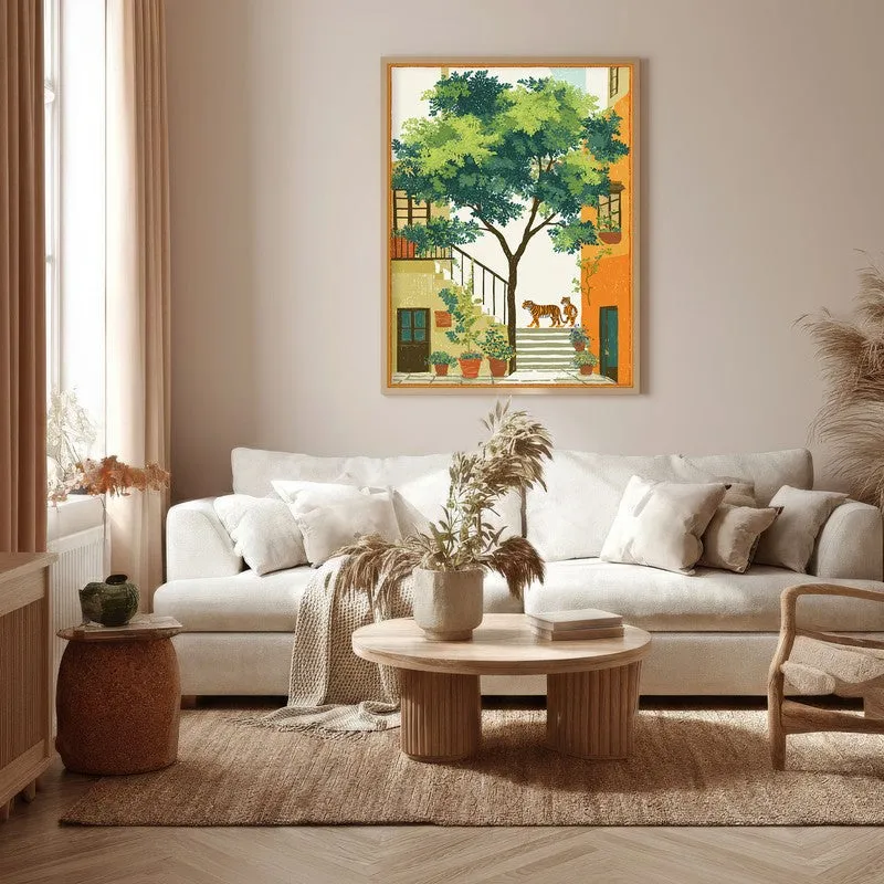 Verdara Courtyard Canvas Wall Painting With Brown Frame media 5