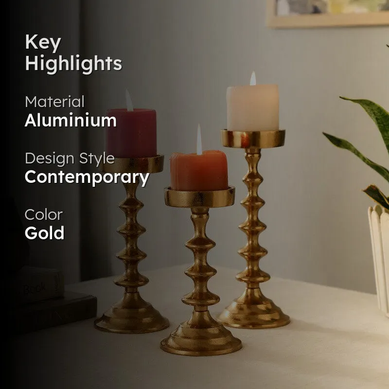 Gloya Candle Hiolder (Gold)- Set of Three media 2