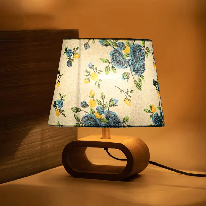 Garden Cotton & Wooden Table Lamp - Blue media 1