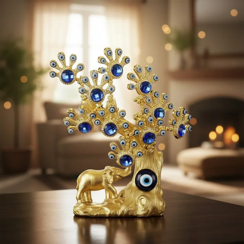Evil Eye Prosperity Tree Resin Showpiece media 1