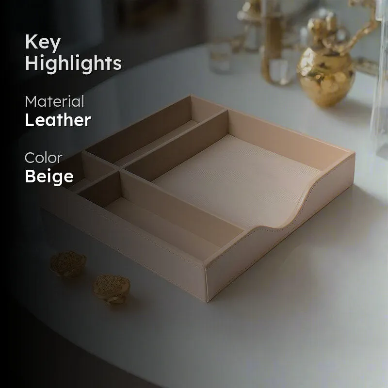 Veltrix Cube Faux Leather Desk Organiser - Beige media 2